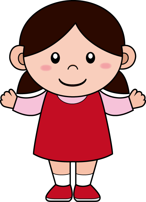 幼児1No02赤い服の女の子が手を広げて立っている姿イラスト