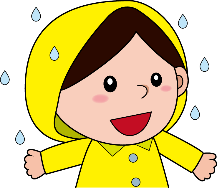幼児2No07黄色いレインコートを着た女の子イラスト