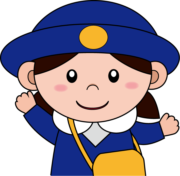 幼児2No14紺色の制服と黄色いカバンの幼稚園児の上半身（女の子）イラスト