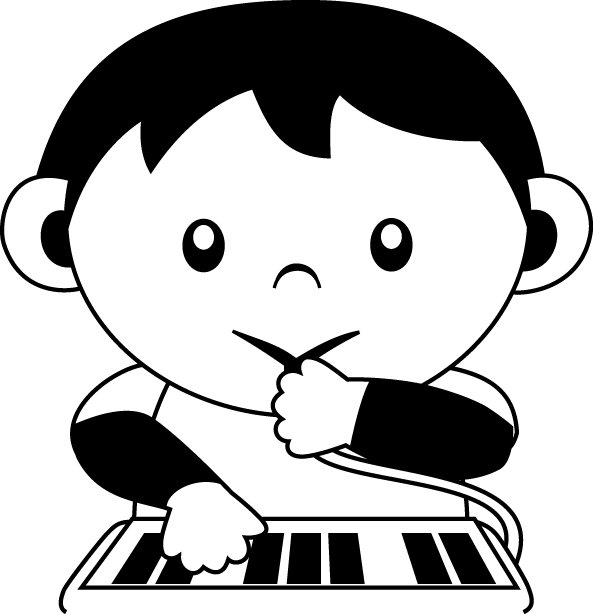 幼児2No03鍵盤ハーモニカを演奏する男の子イラスト