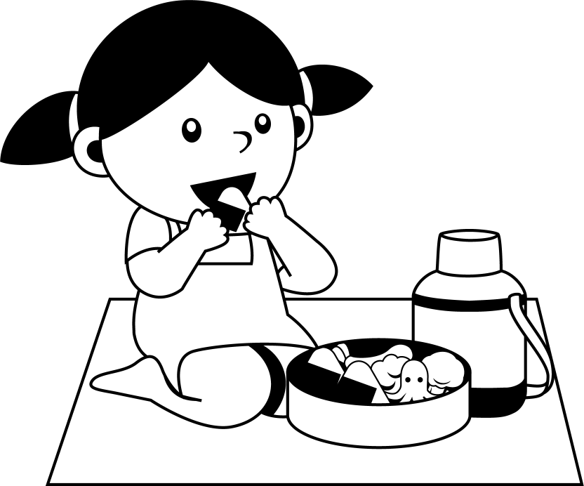 ５月No24お弁当をたべる女の子イラスト
