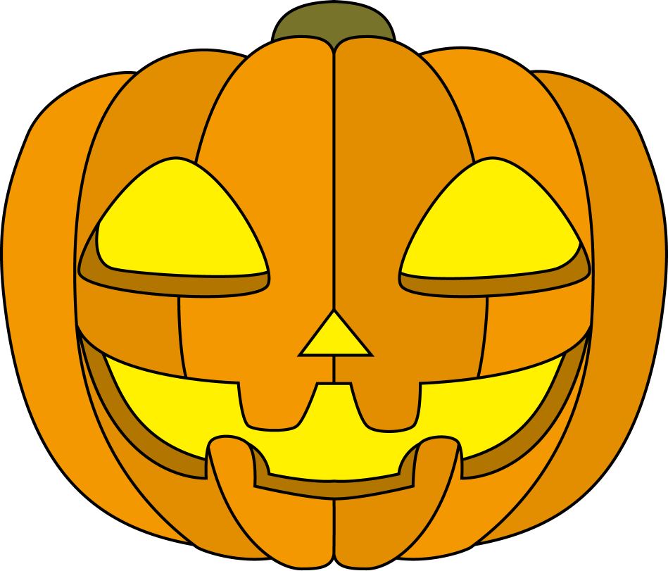 イラストポップの幼児教育素材｜ 10月No23かぼちゃをくりぬいて作ったジャックオランタンの無料イラスト