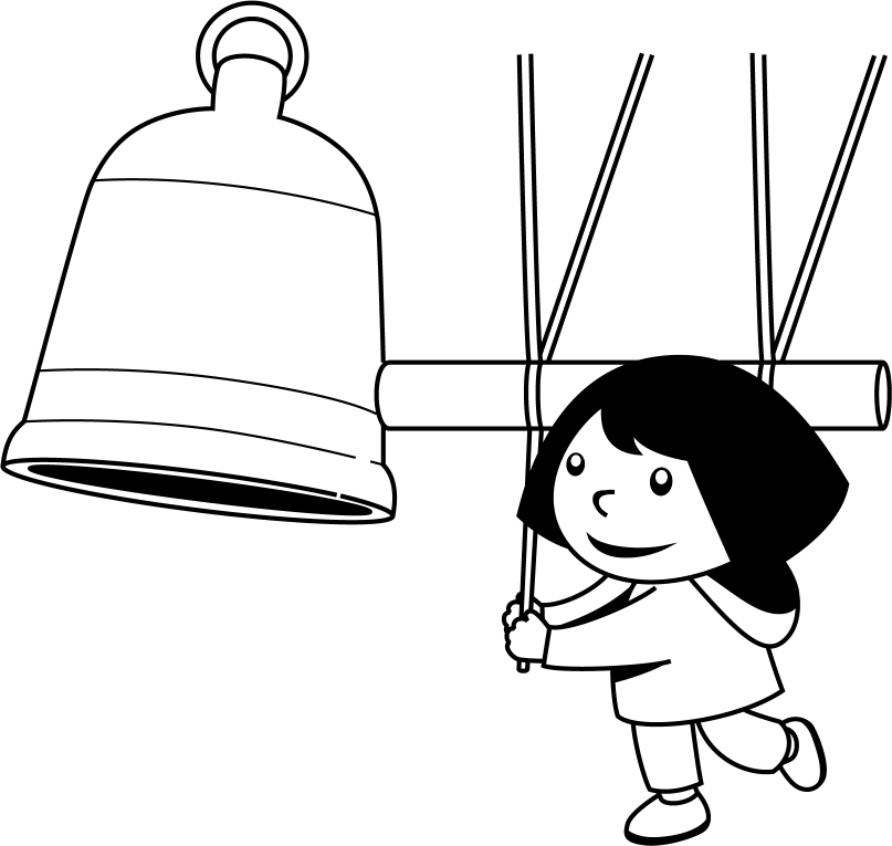 １２月No17除夜の鐘を鳴らす女の子イラスト