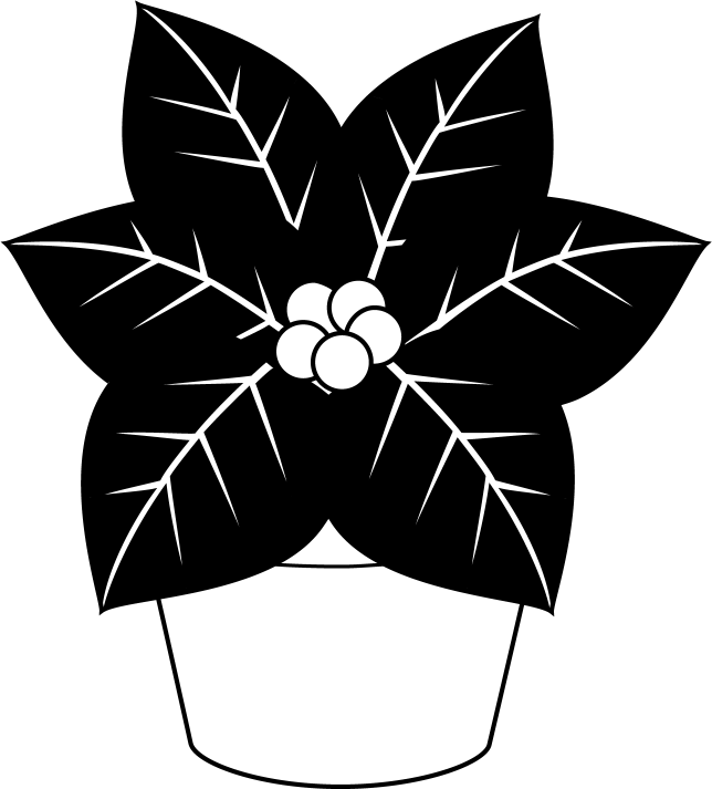 １２月No28鉢植えのポインセチアイラスト