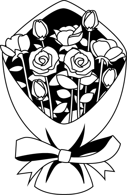 花束 花の素材 イラストポップ 白黒 薔薇の花イラスト画像 バラ ローズ Naver まとめ