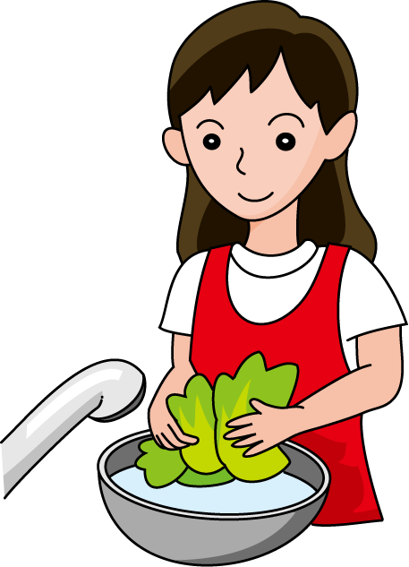 調理03-野菜を洗う -食（料理・食材）の無料イラスト素材-イラストポップ