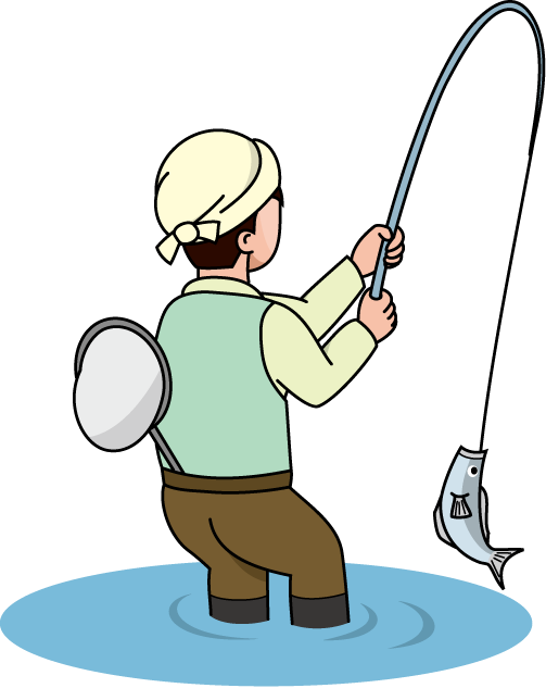 漁業13-渓流釣り イラスト
