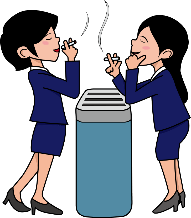 喫煙No11喫煙場所でタバコを吸う二人の女性イラスト