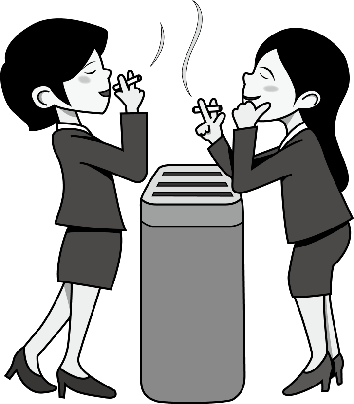 喫煙No11喫煙場所でタバコを吸う二人の女性イラスト