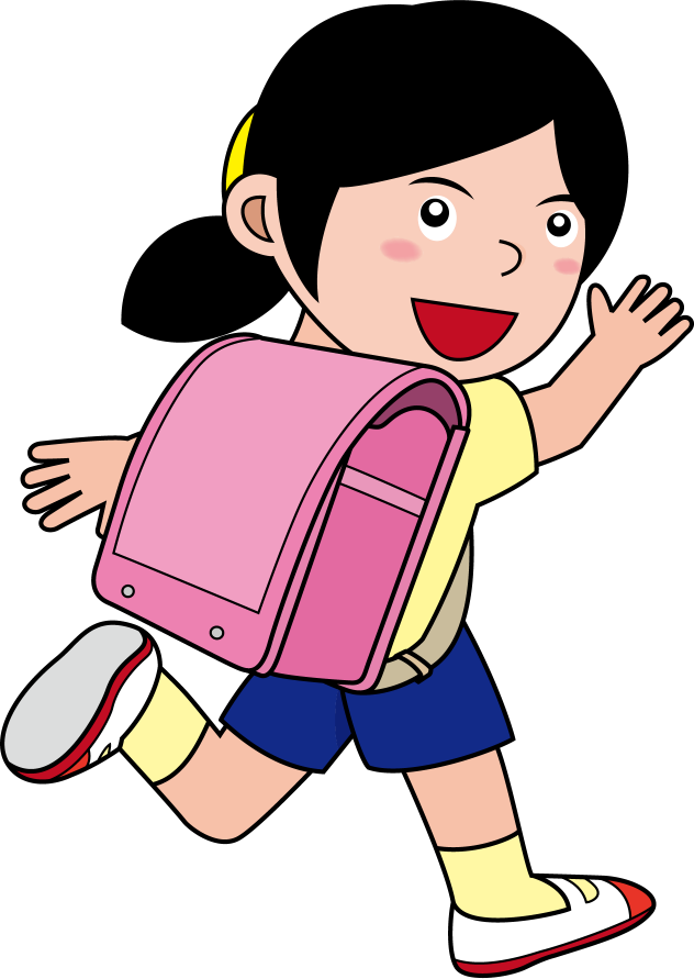 放課後No01ピンクのランドセルを背負った女の子が走って帰る様子イラスト