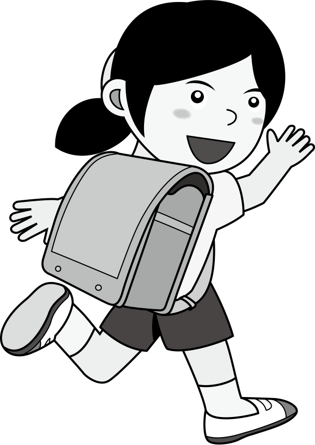 放課後No01ピンクのランドセルを背負った女の子が走って帰る様子イラスト