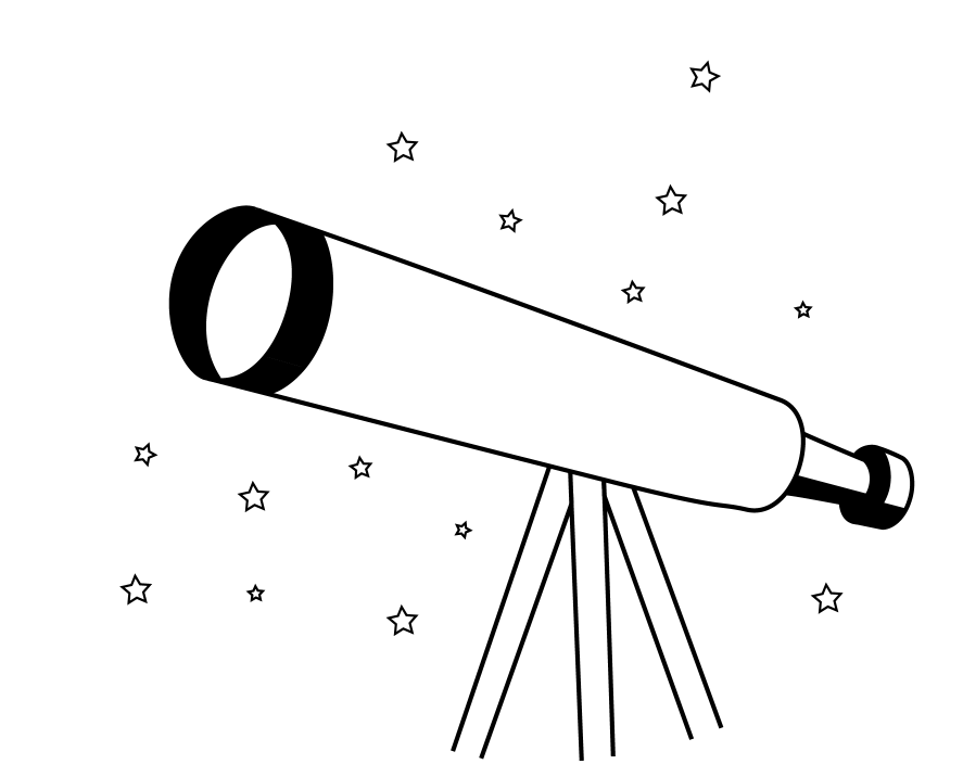 野外宿泊活動No28星空と天体望遠鏡で表した星空観察イラスト