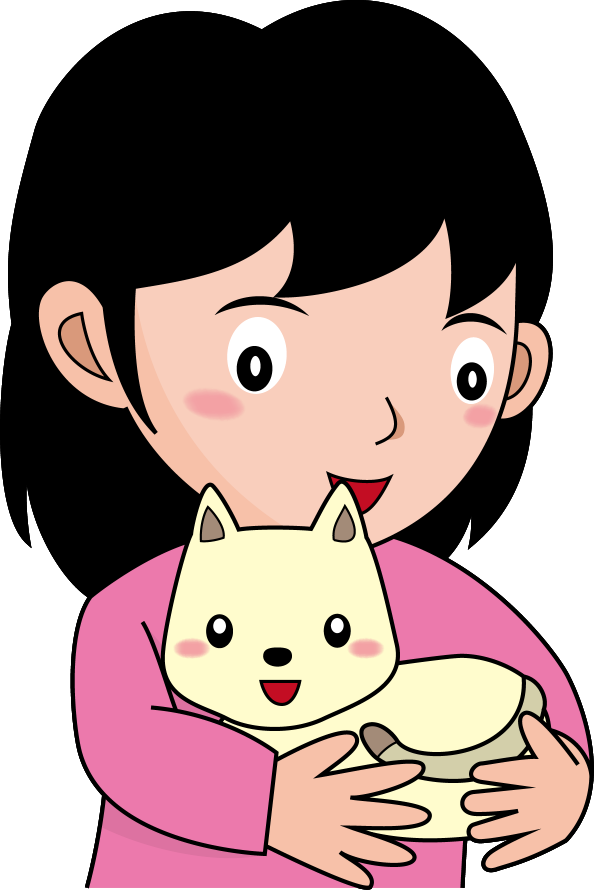 道徳No15猫を抱える女の子で表現した動物愛護イラスト