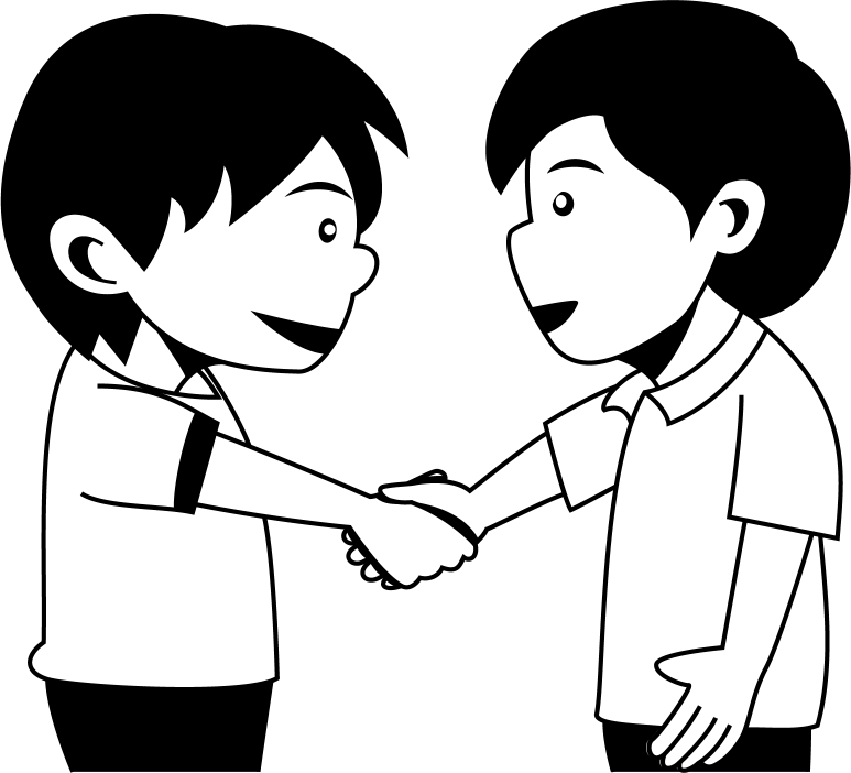 生徒指導No27仲直りの握手をする二人の男の子イラスト