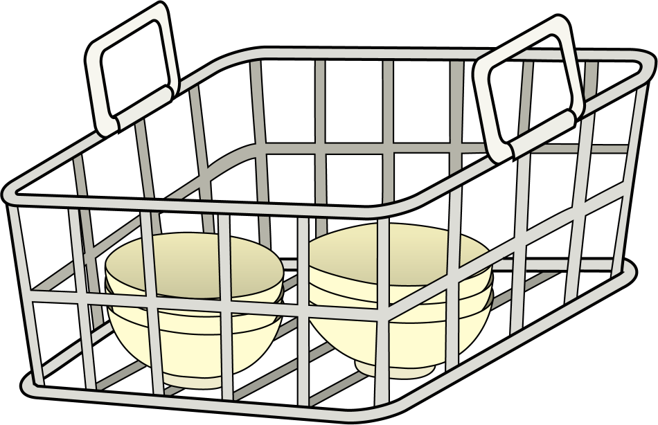 イラストポップ 学校のイラスト | 給食No14食器の入った金属の食器かごの無料素材