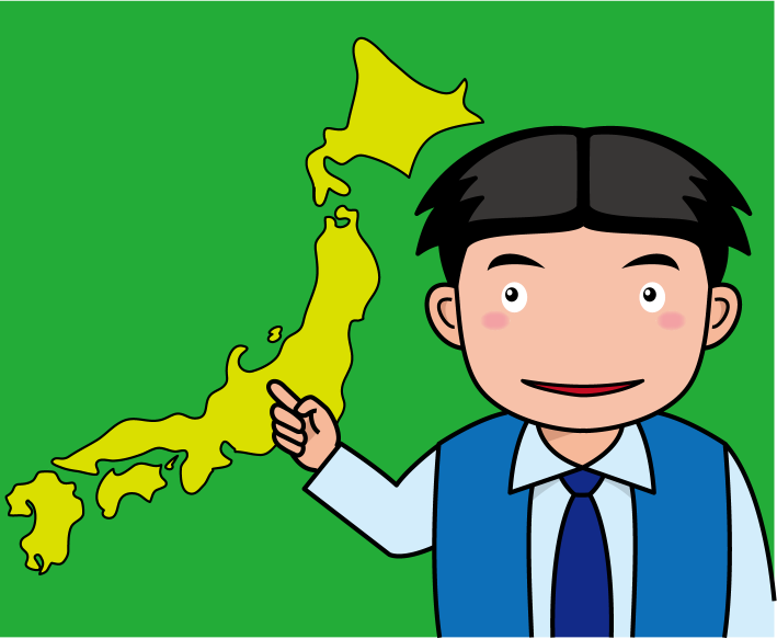 社会科No01日本地図を指差す男性の先生イラスト