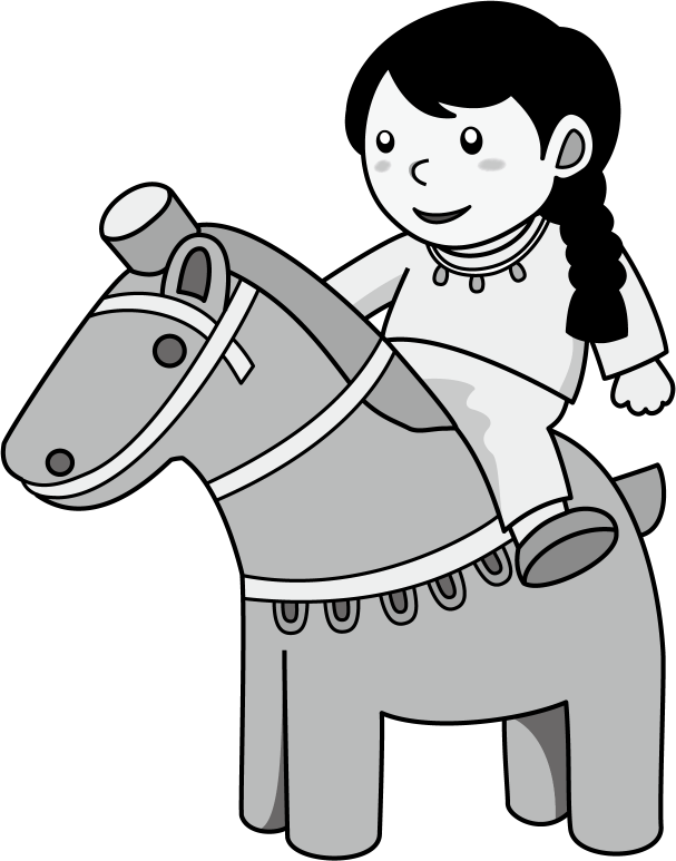 社会科No25馬形埴輪に乗った古墳時代の女性イラスト