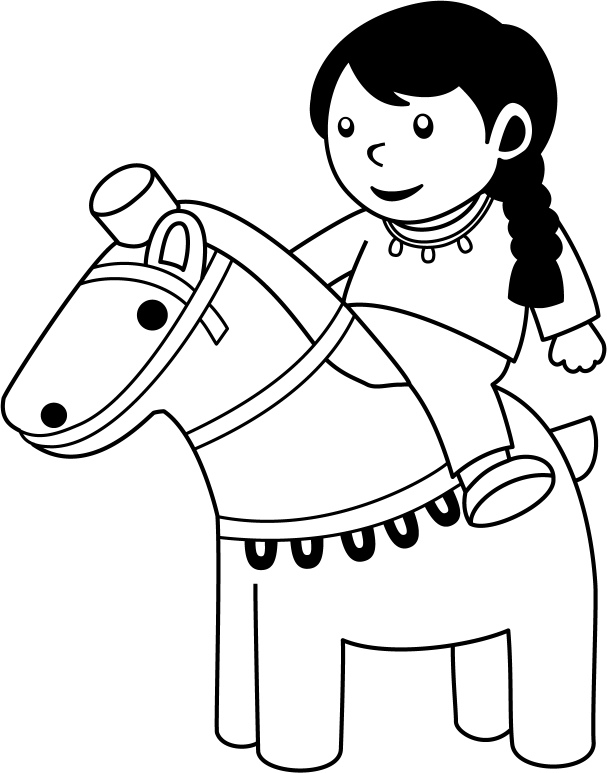 社会科No25馬形埴輪に乗った古墳時代の女性イラスト