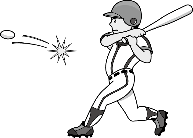 野球26-ヒット の無料イラスト-イラストポップのスポーツクリップアートカット集
