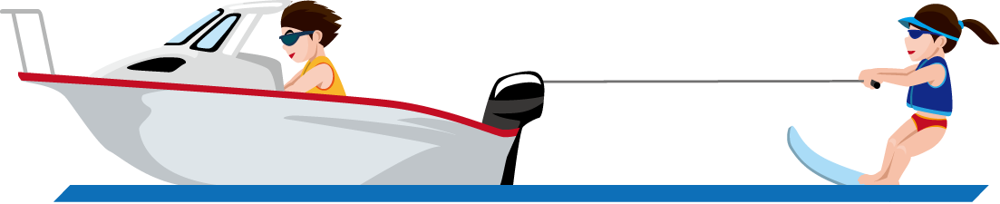マリンスポーツ30-水上スキー イラスト