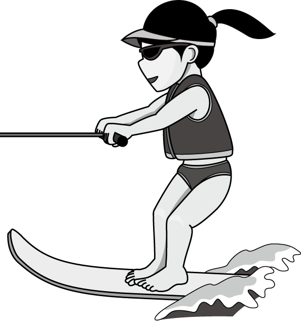 マリンスポーツ27-水上スキー イラスト