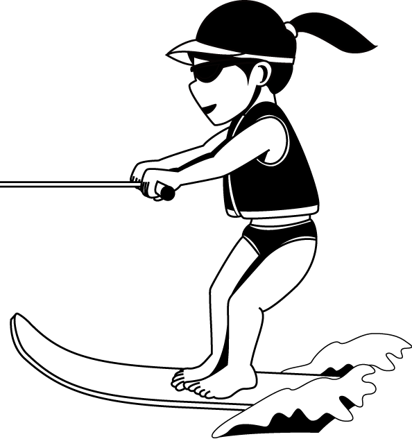マリンスポーツ27-水上スキー イラスト