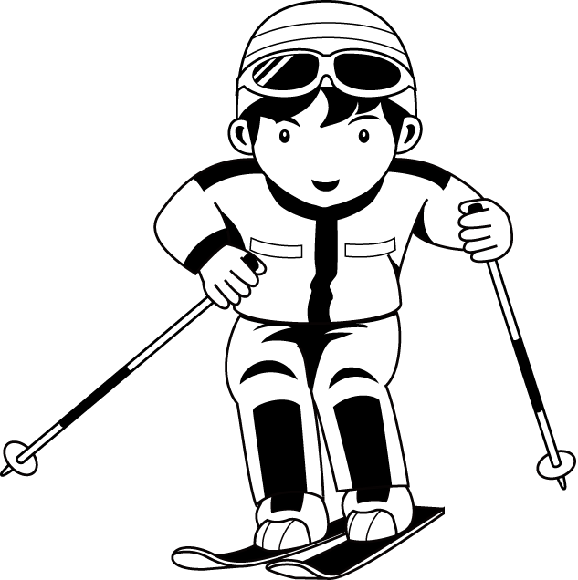 スキースノーボード01-スキーヤーイラスト