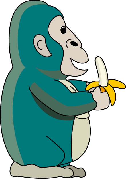 バナナを食べるゴリラ