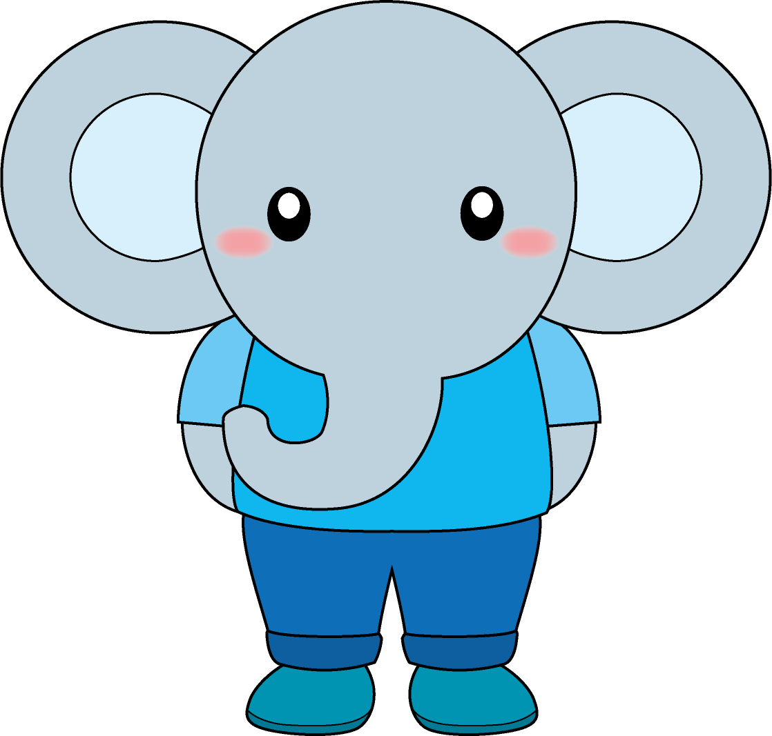 イラストポップの幼児教育素材 動物no15青い服 青いズボンのゾウの無料イラスト