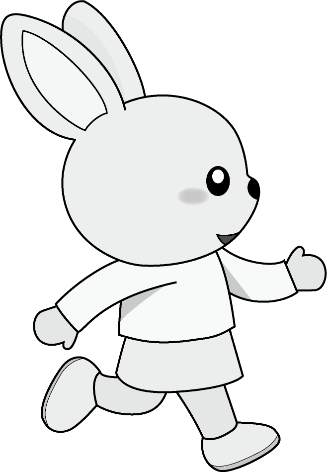 イラストポップの幼児教育素材 動物no24走るウサギの女の子の無料イラスト