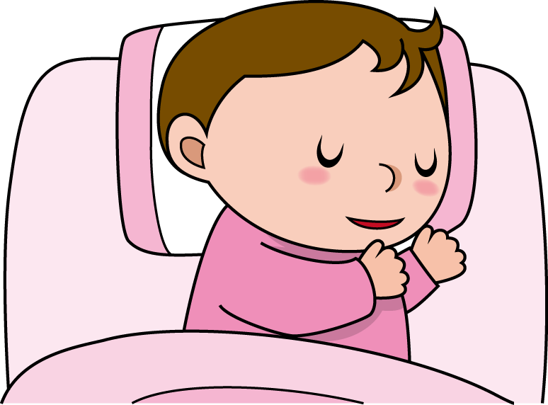 イラストポップの幼児教育素材 乳児no12布団で眠る女の子の無料イラスト
