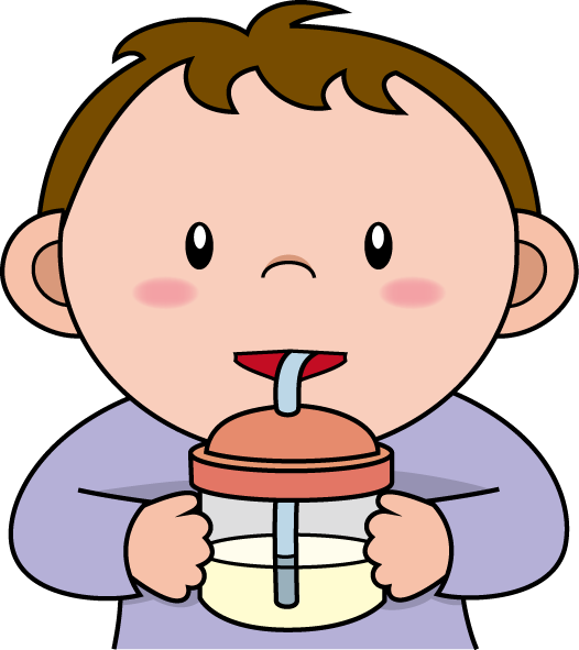 イラストポップの幼児教育素材 乳児no14ストローでジュースを飲む子どの無料イラスト