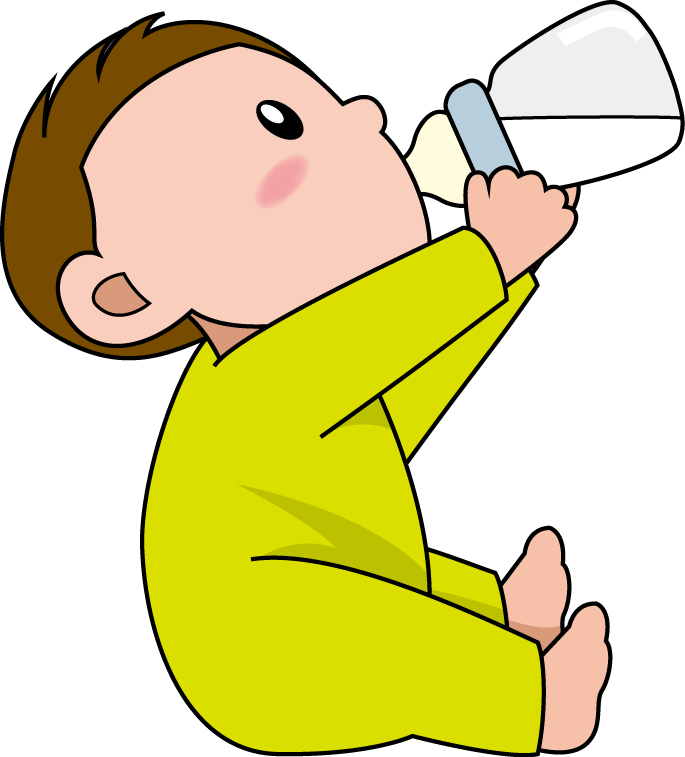 乳児No15哺乳瓶でミルクを飲む子どもイラスト