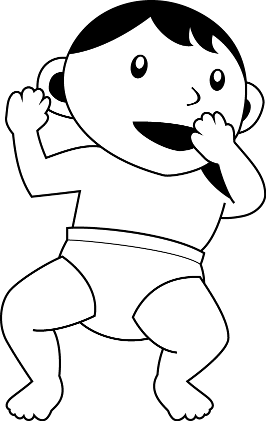 イラストポップの幼児教育素材 乳児noオムツ姿の赤ちゃんの無料イラスト