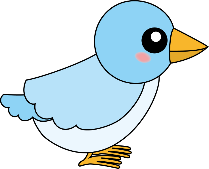 イラストポップの幼児教育素材 鳥no09横を向いている青い鳥の無料イラスト