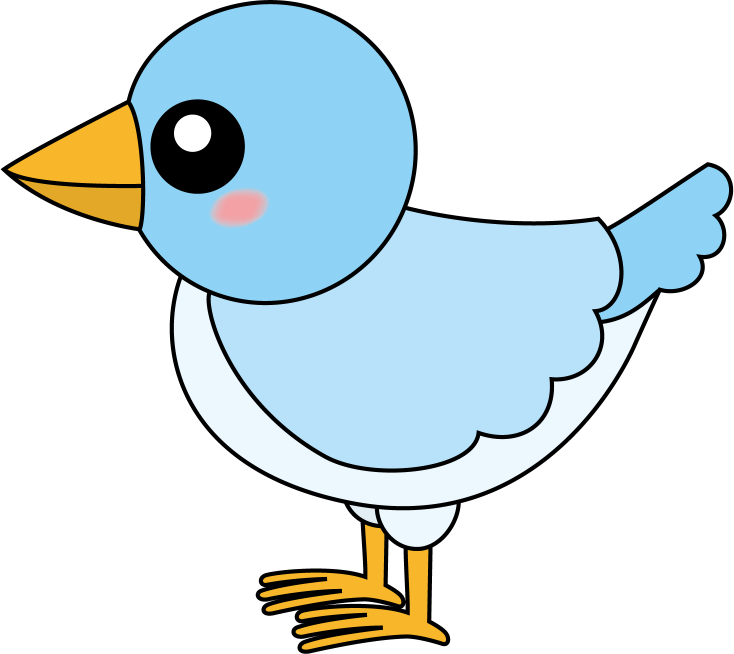イラストポップの幼児教育素材 鳥no10横を向いている青い鳥の無料イラスト