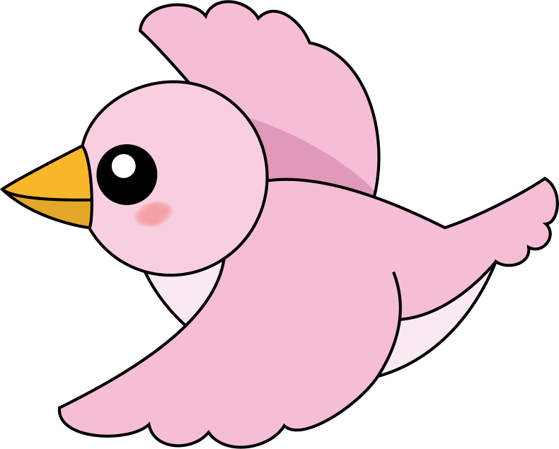 イラストポップの幼児教育素材 鳥no12飛んでいるピンクの小鳥の無料イラスト