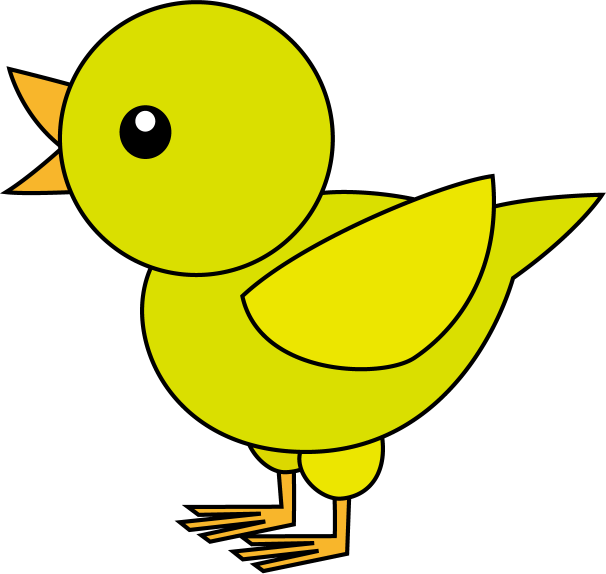 イラストポップの幼児教育素材 鳥no18黄緑色の小鳥の無料イラスト