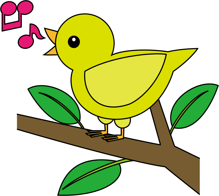 イラストポップの幼児教育素材 鳥no25歌をうたう小鳥の無料イラスト