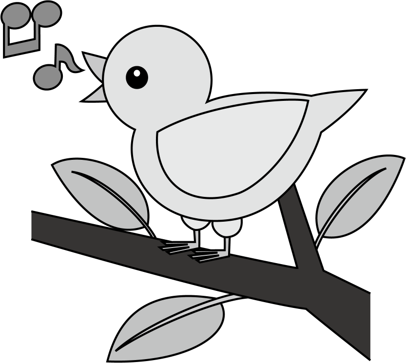イラストポップの幼児教育素材 鳥no25歌をうたう小鳥の無料イラスト