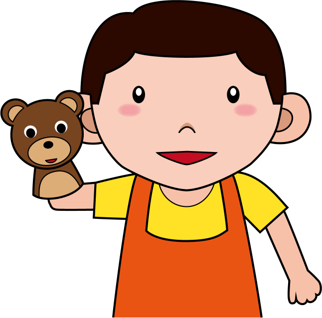 イラストポップの幼児教育素材 保育士no12熊の人形を持つ先生の無料イラスト