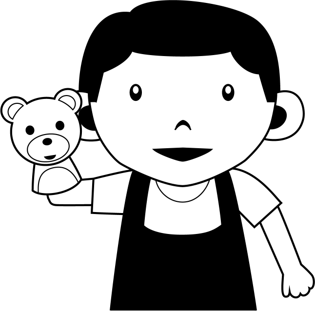 保育士No12熊の人形を持つ先生イラスト
