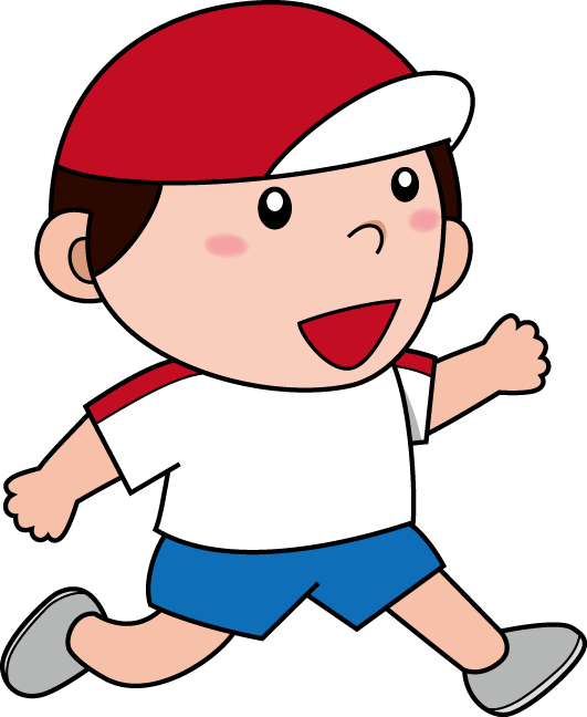 幼児1No13体操服と赤白帽の男の子が走っている姿イラスト