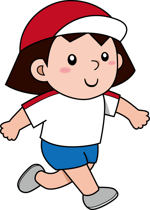 幼児1No14体操服と赤白帽の女の子が走っている姿イラスト
