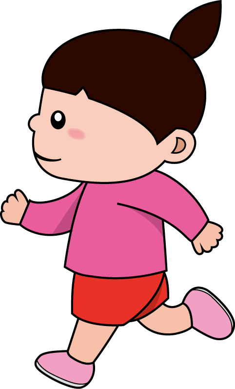 幼児1No16赤いショートパンツの女の子が走っている姿イラスト