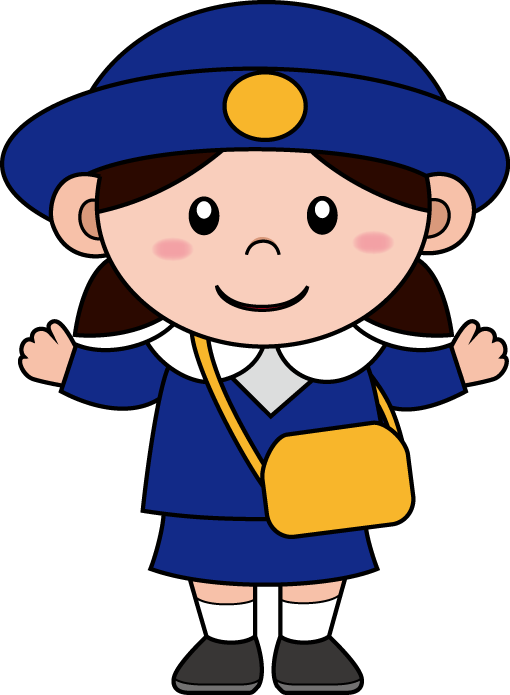 幼児1No18紺色の制服と黄色いカバンの幼稚園児（女の子）イラスト