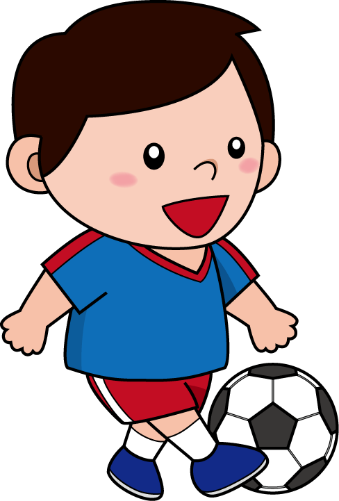 イラストポップの幼児教育素材 幼児1no28ユニフォームを着てサッカーボールを蹴る男の子の無料イラスト