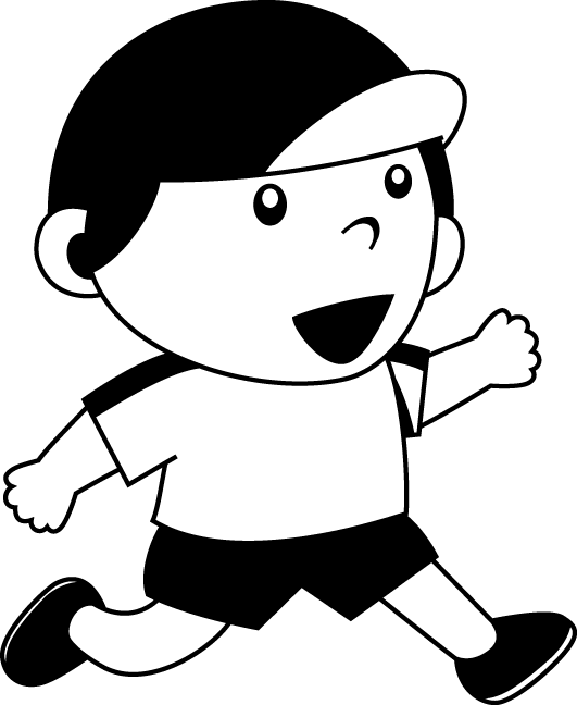 幼児1No13体操服と赤白帽の男の子が走っている姿イラスト