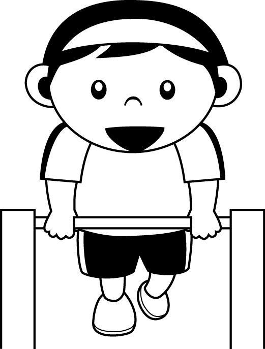 幼児1No21体操服を着て鉄棒をする男の子イラスト