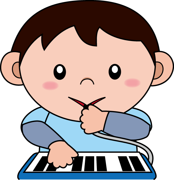 イラストポップの幼児教育素材 幼児2no03鍵盤ハーモニカを演奏する男の子の無料イラスト